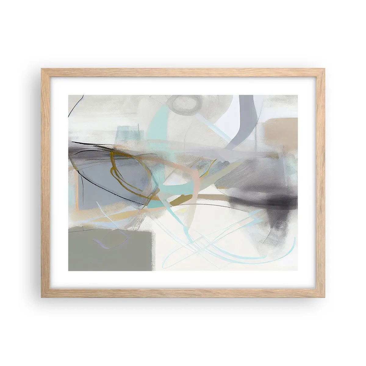 Poster in light oak frame - Foggy Abstract - 50x40 cm