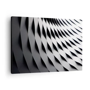 Canvas picture - Abstract geometric pattern in shades of black and white - 70x50cm - On the Surface of the Wave - Modern wall decoration for the living room and bedroom ARTTOR