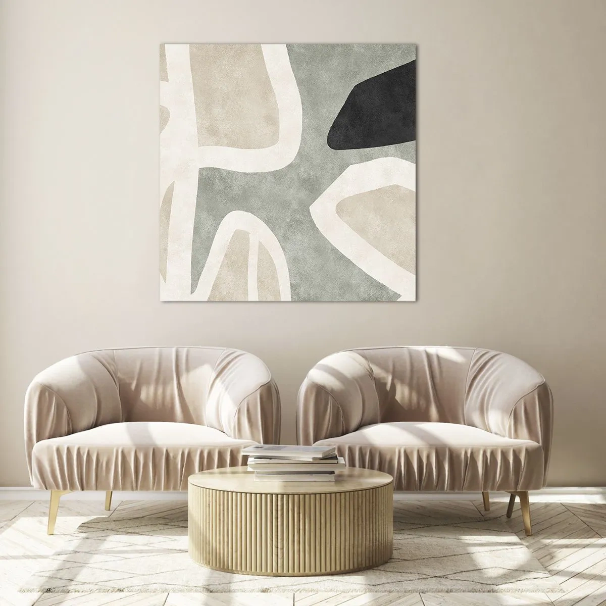 Glass picture - Composition with a Black Motif - 60x60 cm