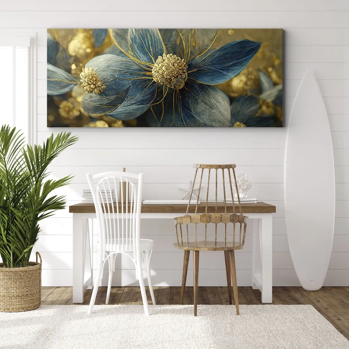 Canvas picture - Blossoming in Gold - 90x30 cm