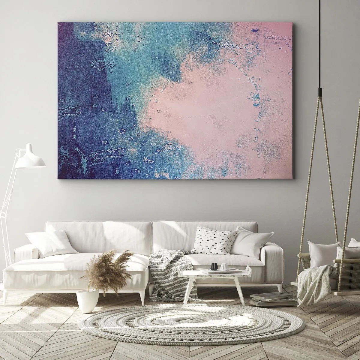 Canvas picture - Abstract texture in shades of pink and blue - 70x50cm - Blue Hug - Modern wall decoration for the living room and bedroom ARTTOR