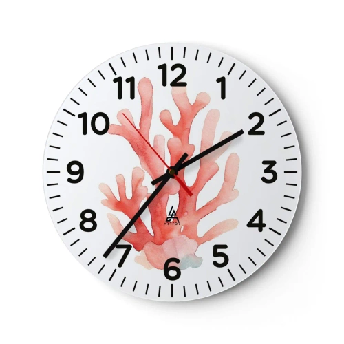 Wall clock - Clock on glass - Coral Colour Colars - 40x40 cm