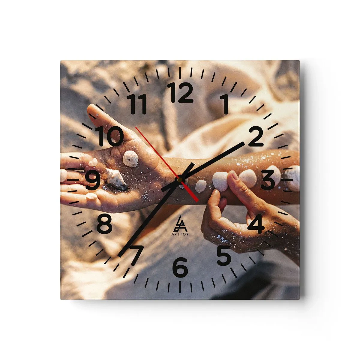 Wall clock - Clock on glass - Beauty at Hand - 30x30 cm