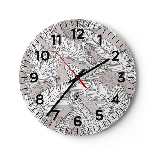 Wall clock - Clock on glass - Storm of Feathers - 40x40 cm