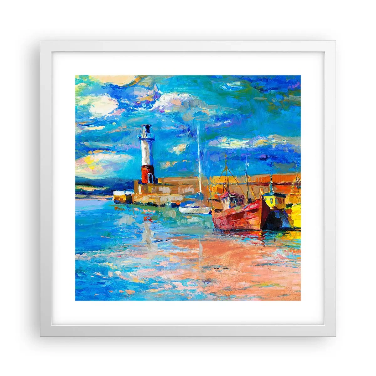 Poster in white frmae - Afternoon in a Rainbow Bay - 40x40 cm