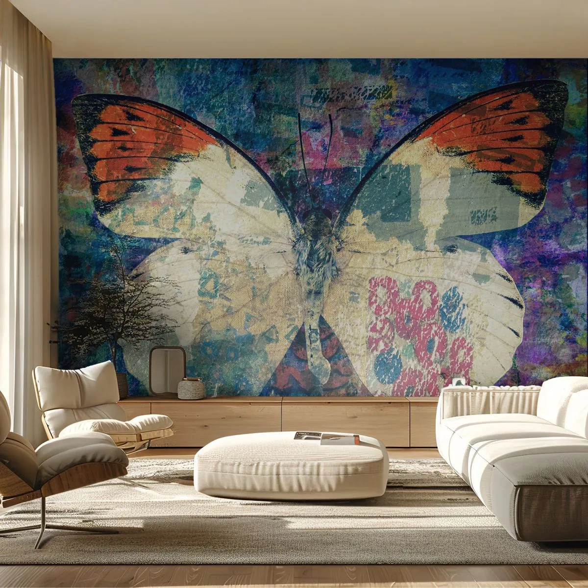 Photo Wallpaper Standard Eco - Subtle Fragility - Butterfly, Abstraction, Piece - 200x140 cm