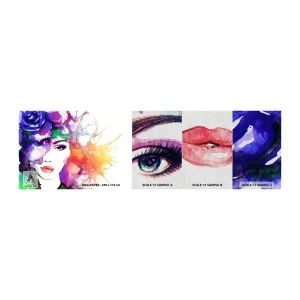 Photo Wallpaper Sample Premium Sand - With Head in the Clouds - Woman, Woman's Face, Abstraction - 100x30 cm