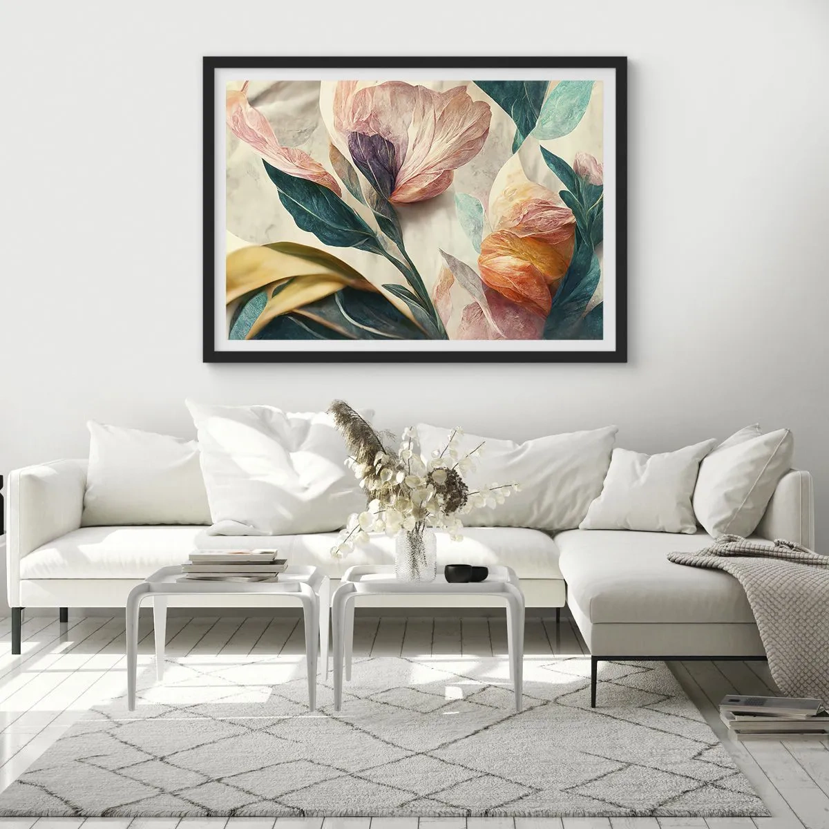 Poster in black frame - Flowers of Southern Islands - 70x50 cm