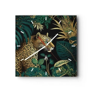 Wall clock - Clock on glass - Host in the Jungle - 40x40 cm