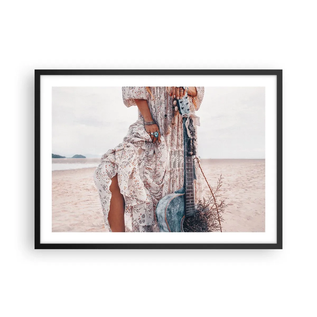 Poster in black frame - Flower Chidlren on their Way - 70x50 cm