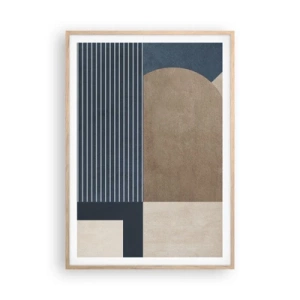 Poster in light oak frame - Composition of Simplicity and Curvature - 70x100 cm