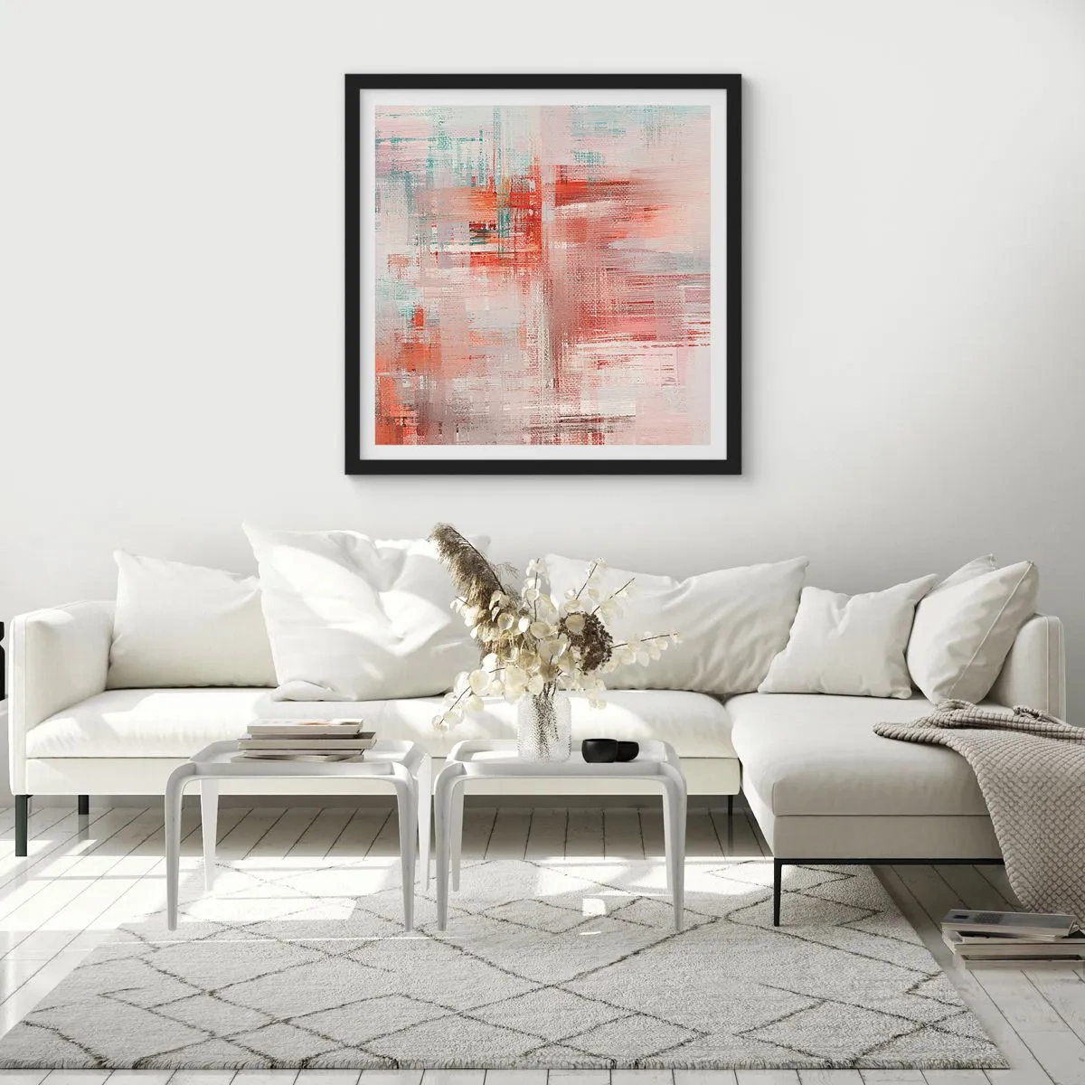 Poster in black frame - Foggy but Pink - 60x60 cm