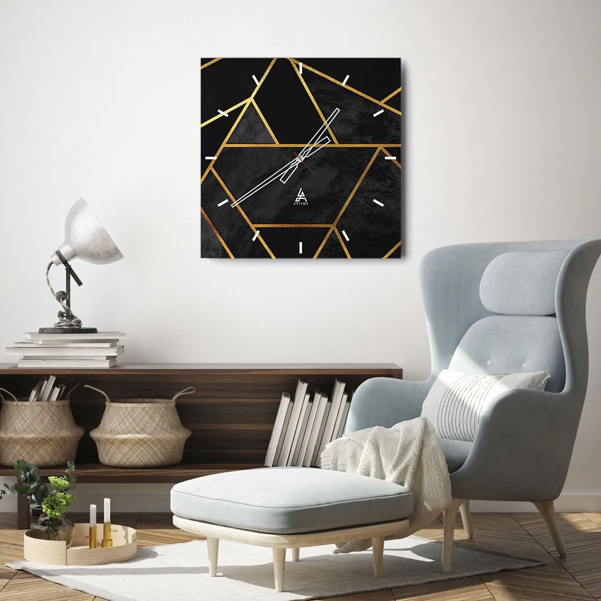 Wall clock - Clock on glass - Darkness and Brighness - 40x40 cm