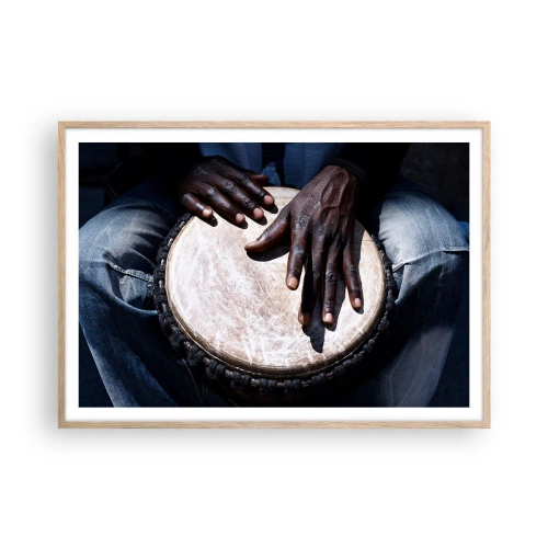 Poster in light oak frame - Live at Your Own Rhythm - 100x70 cm