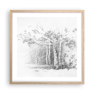 Poster in light oak frame - Holiday of Birch Forest - 50x50 cm