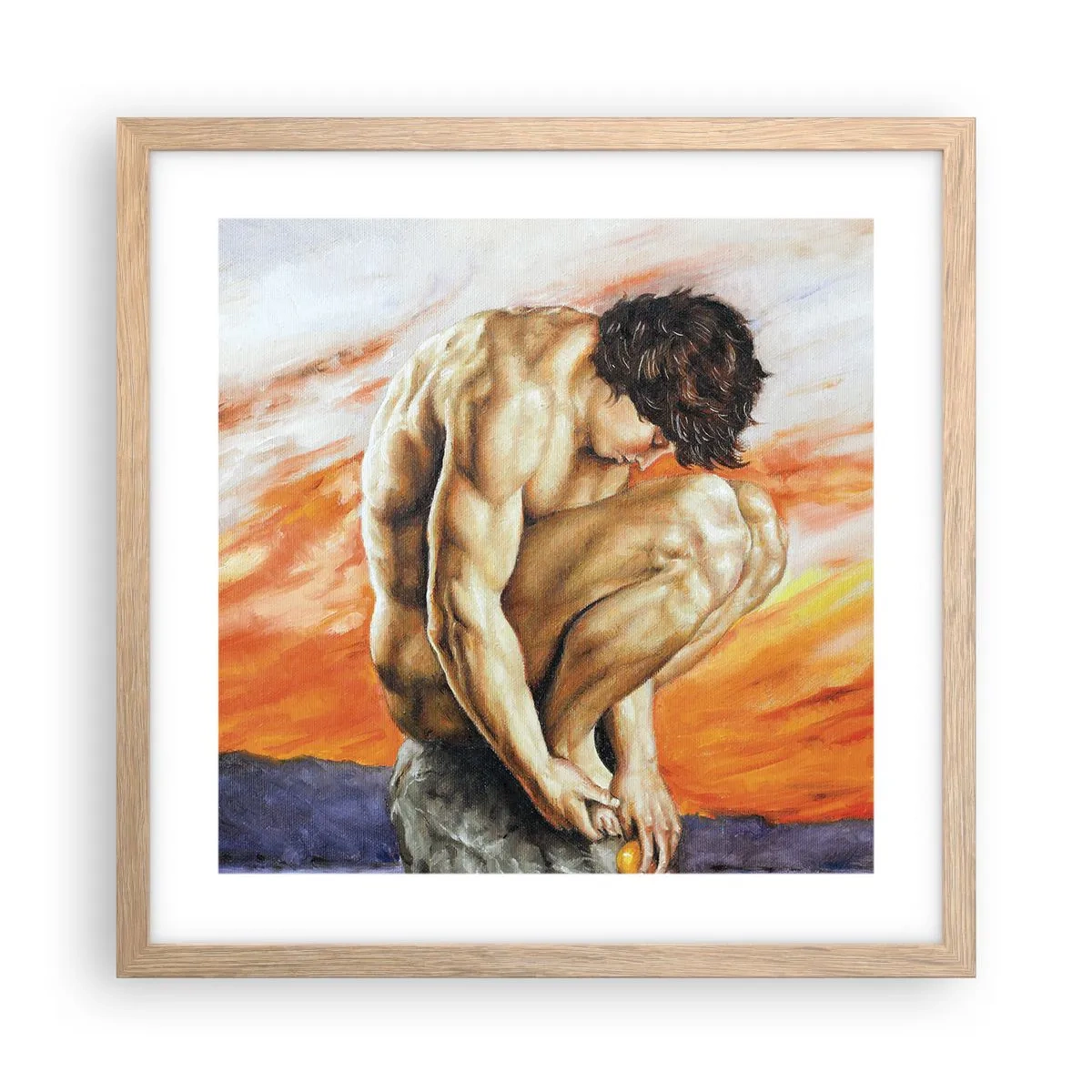 Poster in light oak frame - Submerged in Himself - 40x40 cm