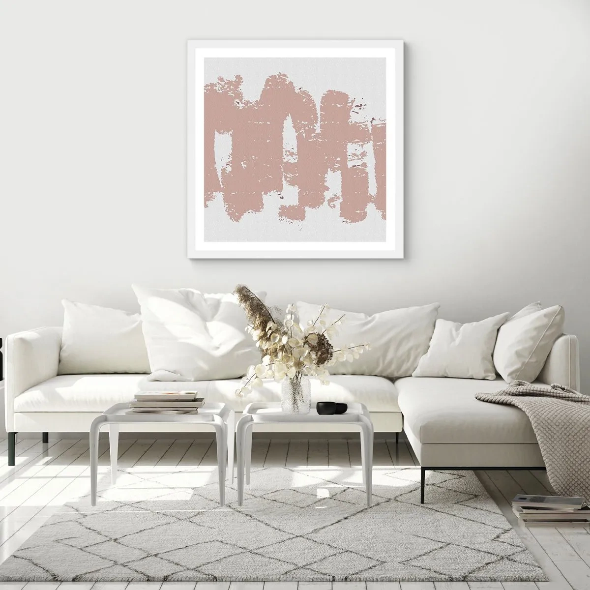 Poster in white frmae - Abstract in Delicate Pink - 60x60 cm