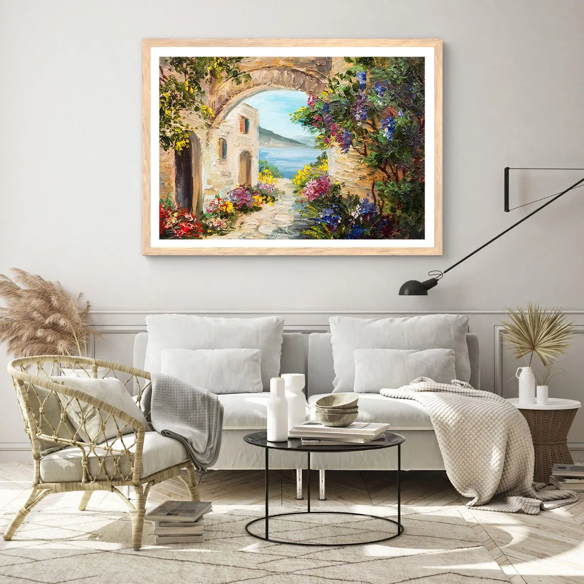 Poster in light oak frame - Charm of a Sea Province - 100x70 cm
