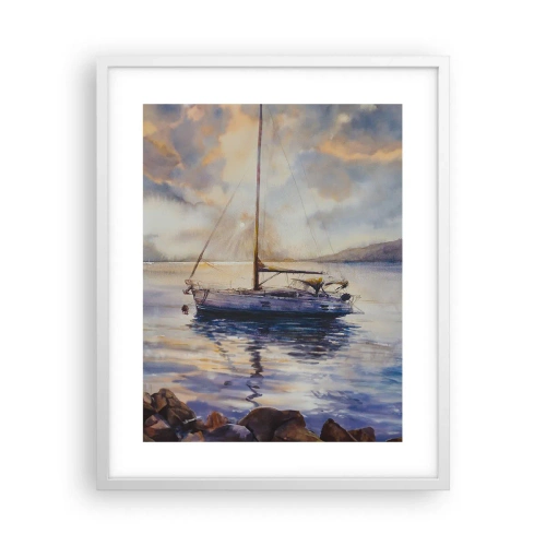 Poster in white frmae - Evening in Harbour - 40x50 cm