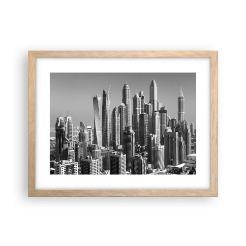 Poster in light oak frame - City over a Desert - 40x30 cm