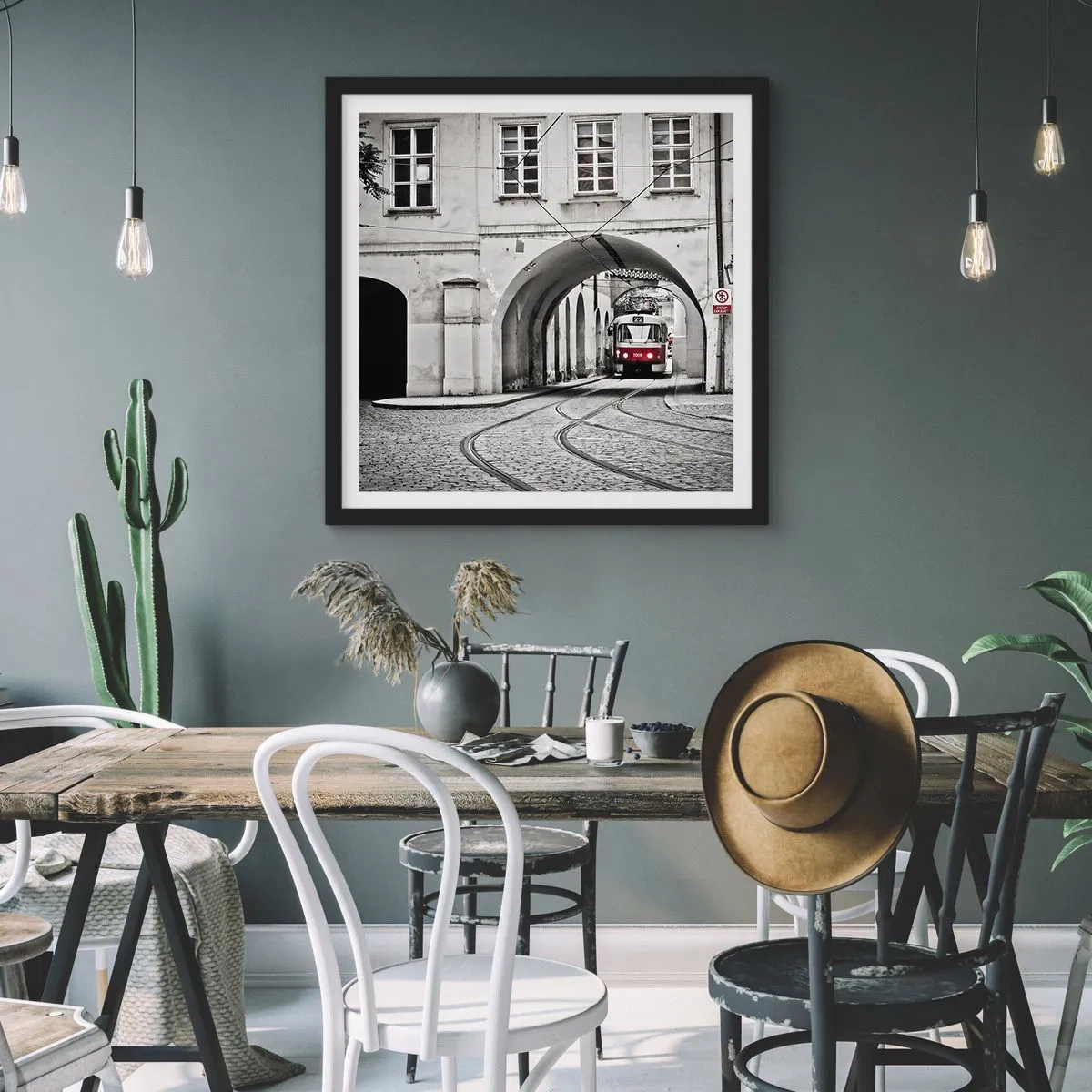 Poster in black frame - Through City Labirynth - 60x60 cm