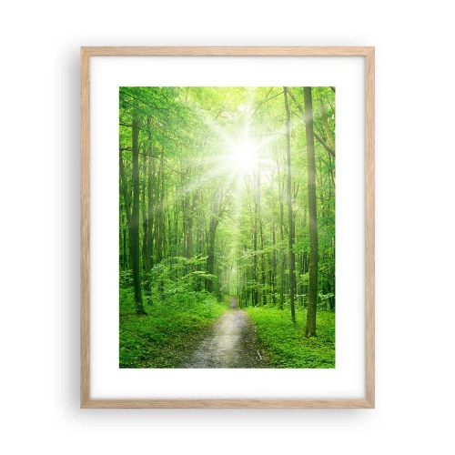 Poster in light oak frame - Green Cathedral - 40x50 cm