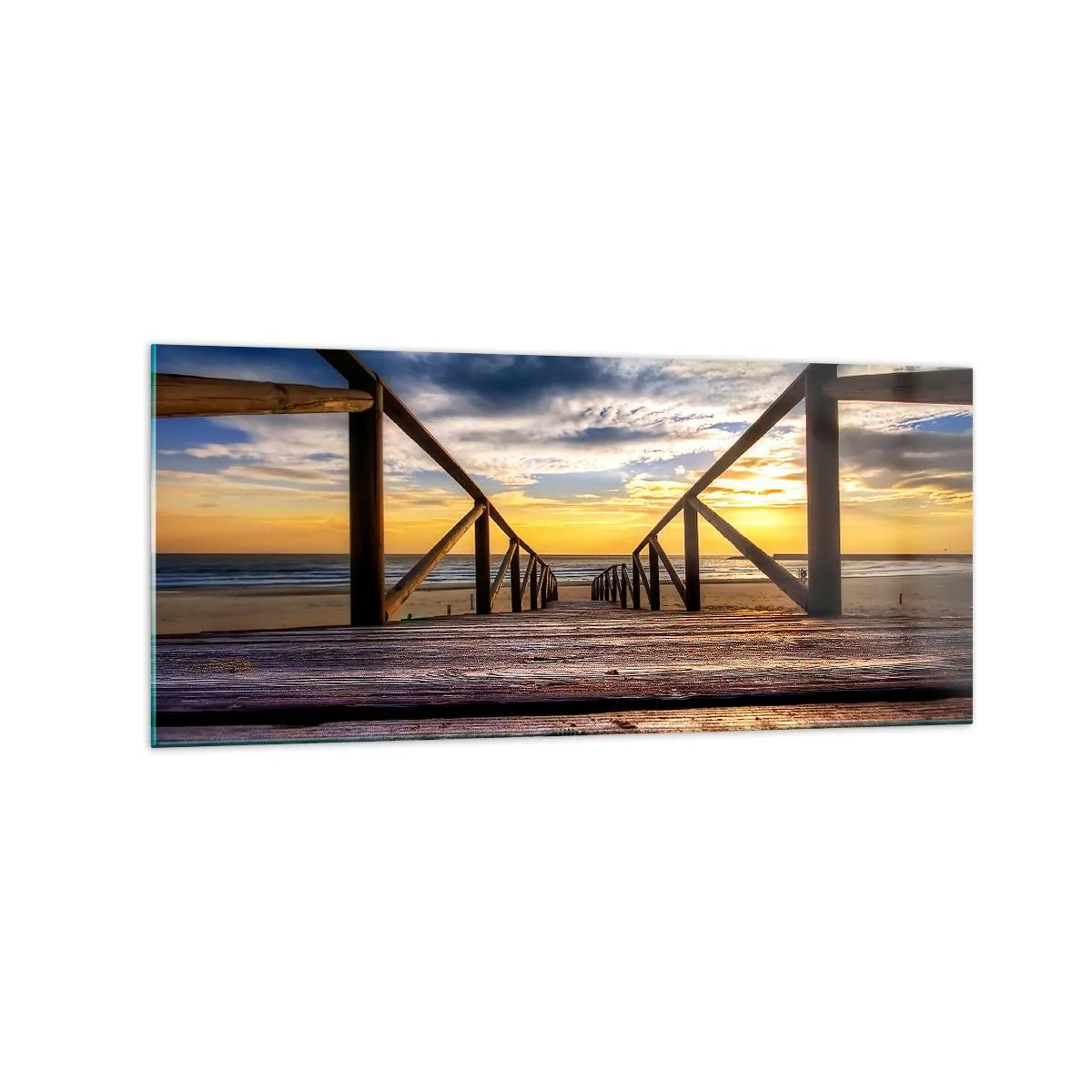 Glass picture - Straight to a Quiet Beach at Sunset - 120x50 cm
