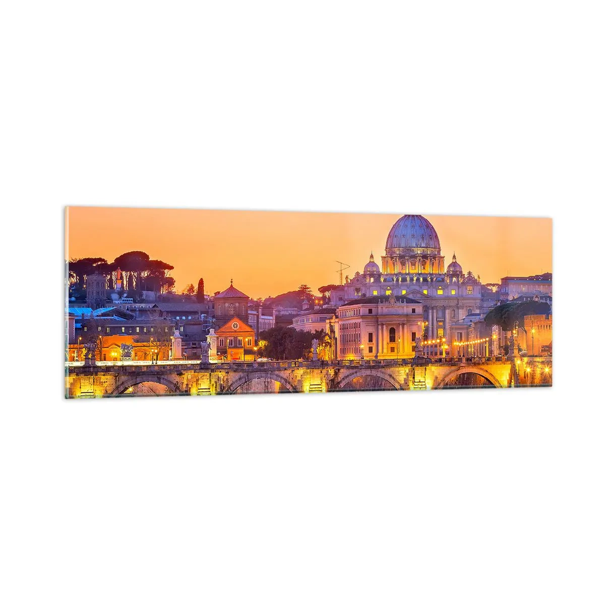 Glass picture - Twilight over Eternal City - 90x30 cm