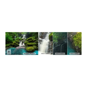Photo Wallpaper Sample Self-Adhesive Deluxe Sticker - Turquoise, Sapphire and Silver - Landscape, Waterfall, Mountain stream - 100x30 cm