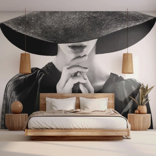 Photo Wallpaper Premium Canvas - Hidden Beauty - Woman In A Hat, Women's Hands, Fashion - 400x280 cm