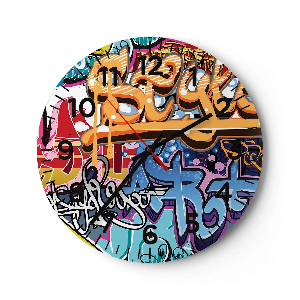 Wall clock - Clock on glass - Murals, Murals, Murals… - 40x40 cm