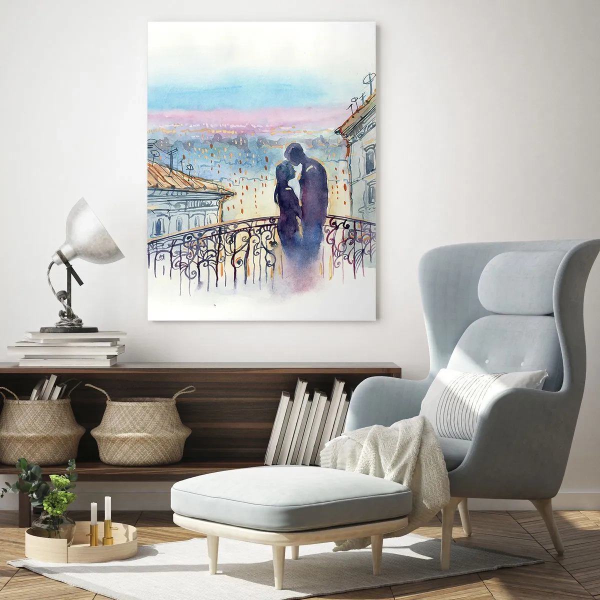 Glass picture - Parisian Lovers - 50x70 cm