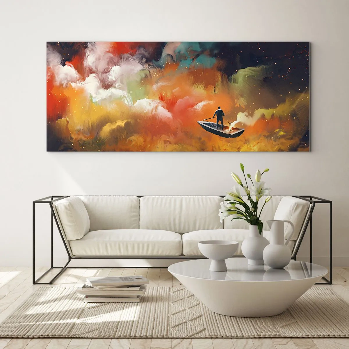 Glass picture - Through the Galaxy in a Boat - 120x50 cm
