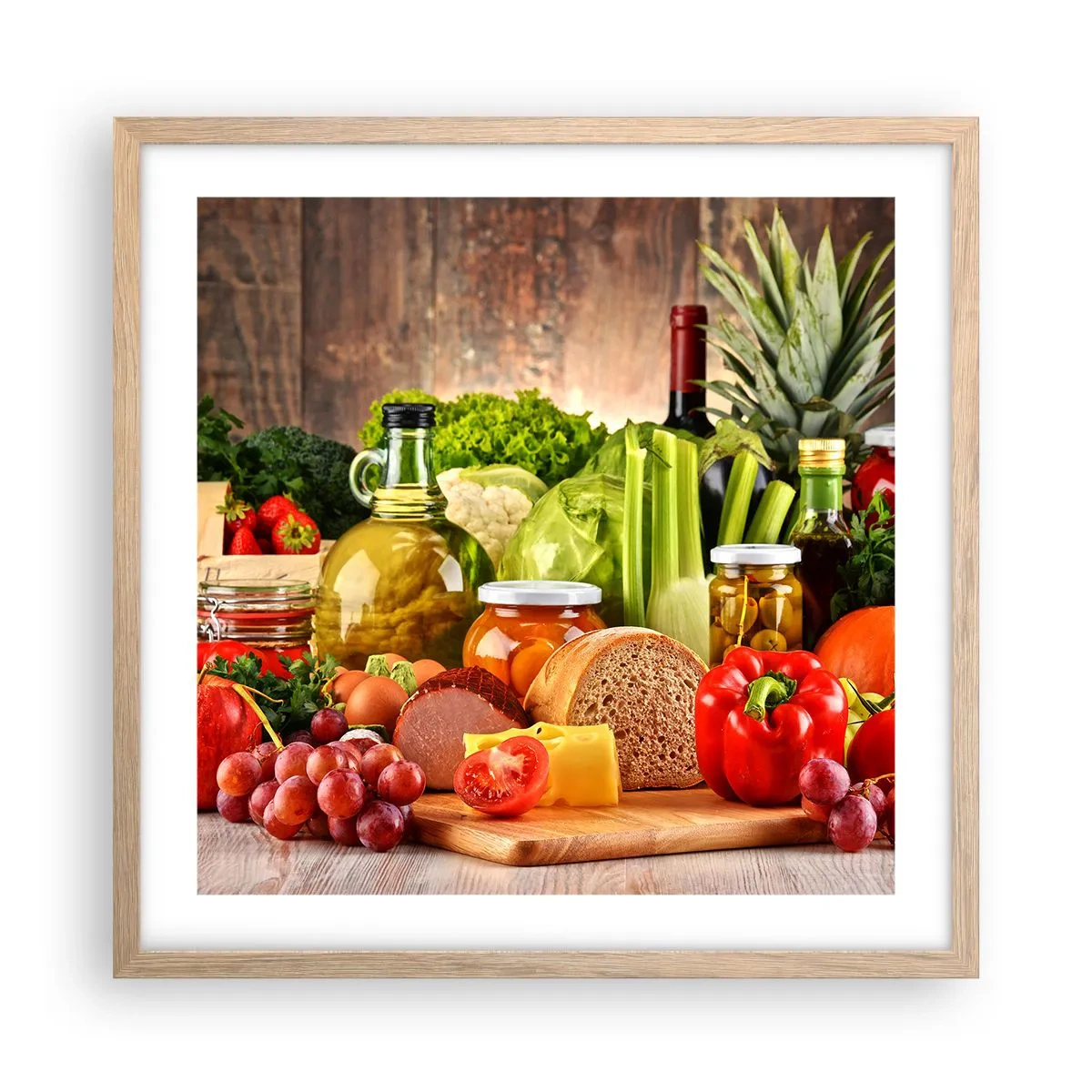 Poster in light oak frame - Smoked, Baked, Marinated - 50x50 cm