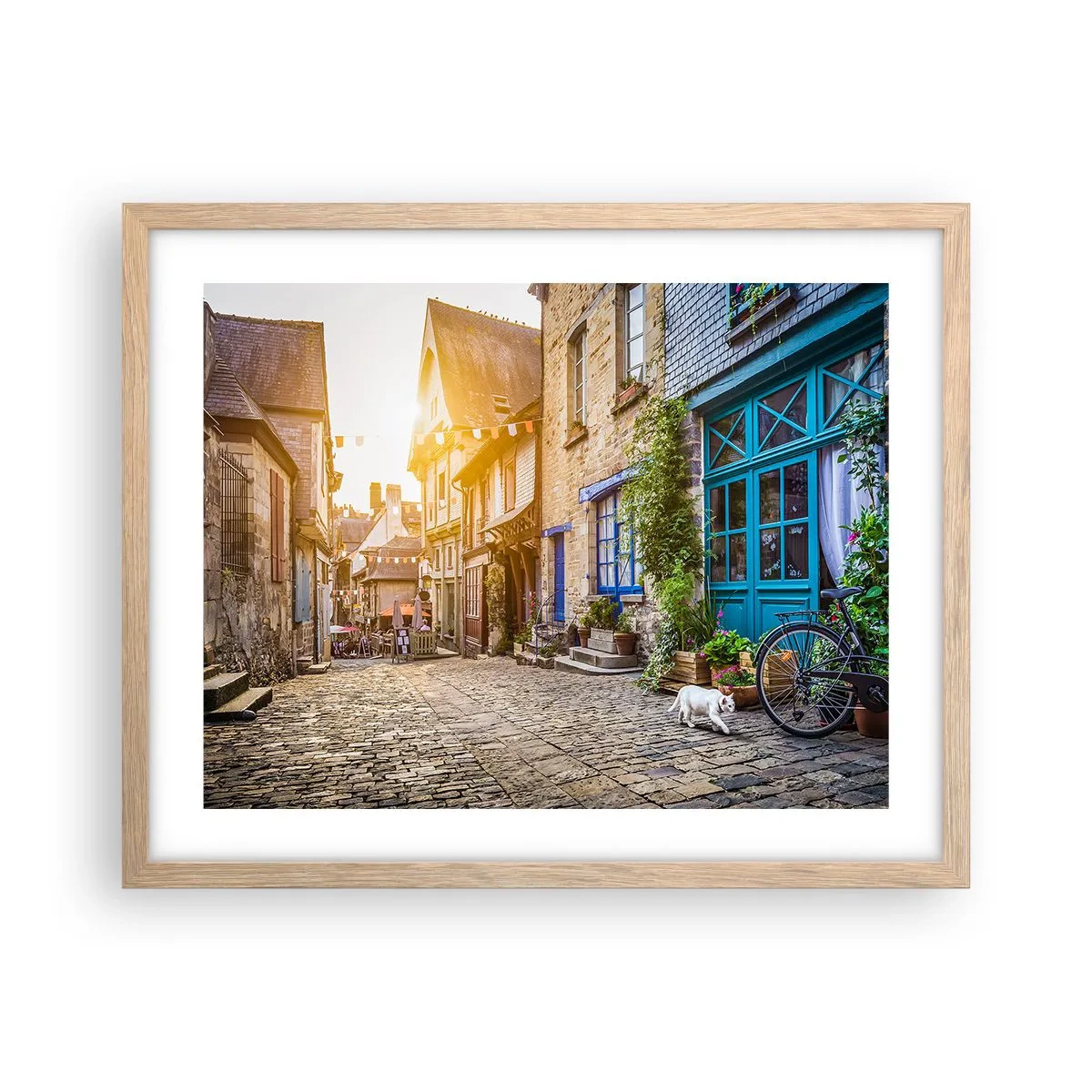 Poster in light oak frame - White Spirit of a Town - 50x40 cm