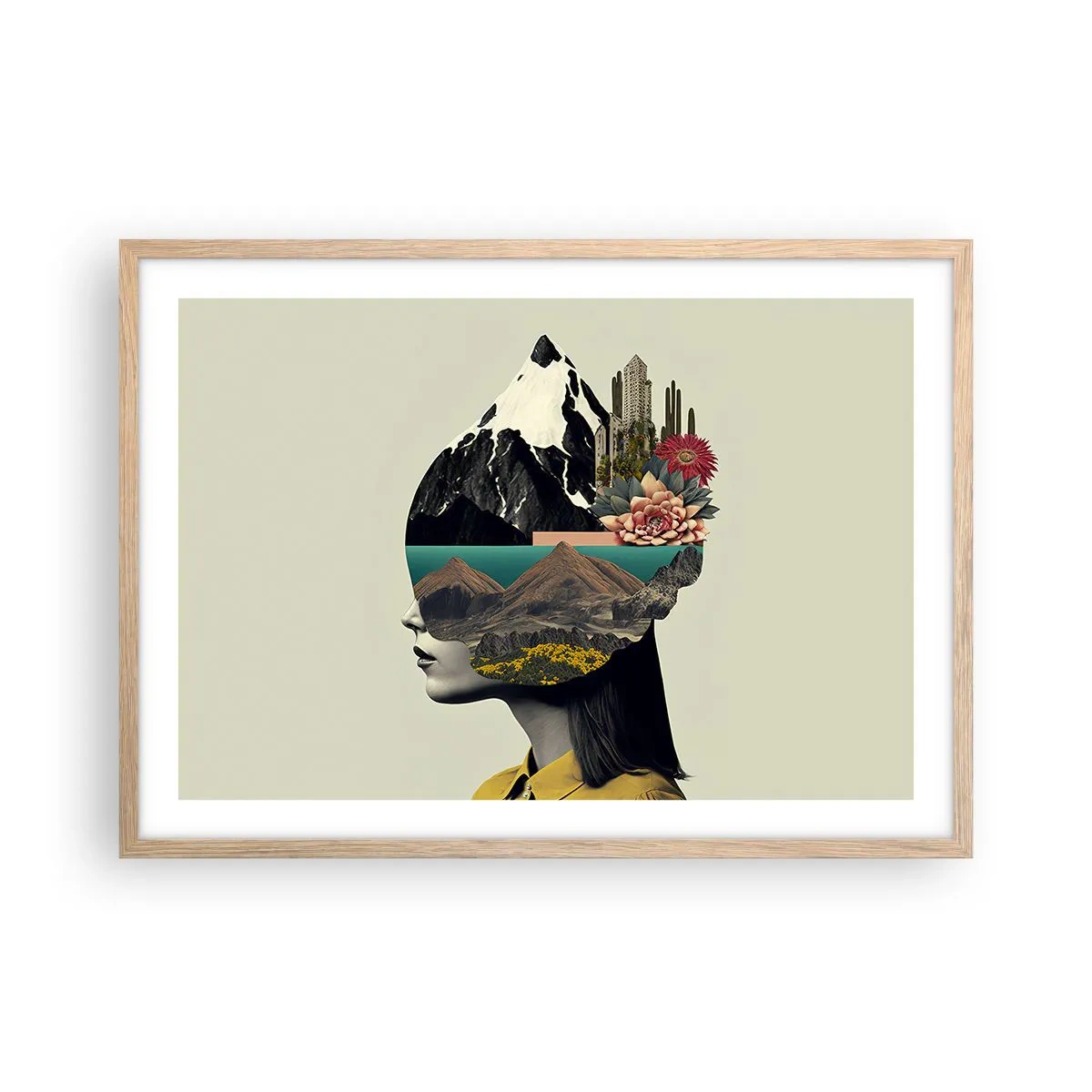 Poster in light oak frame - Woman - Always a Mystery - 70x50 cm