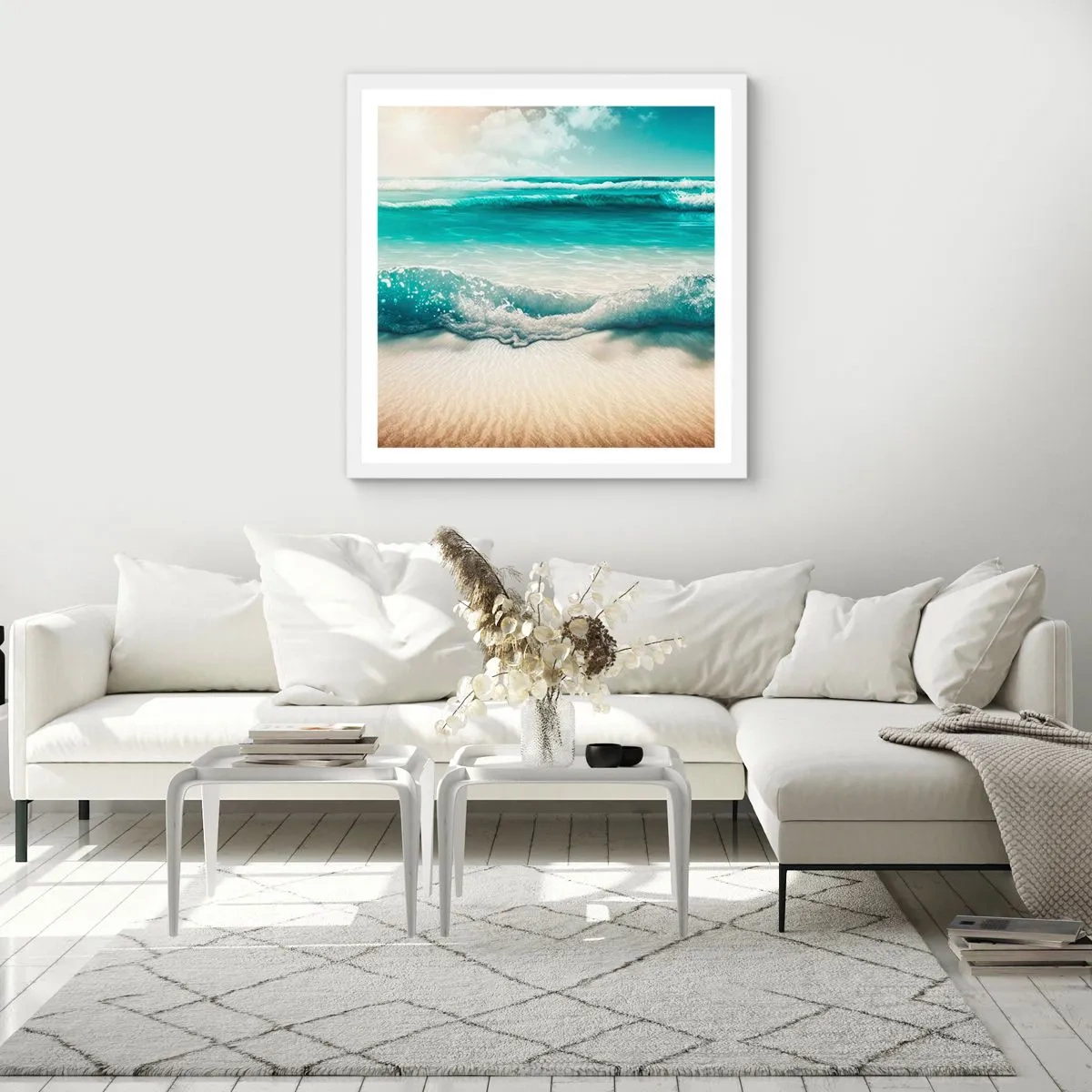 Poster in white frmae - Calm of the Ocean - 40x40 cm