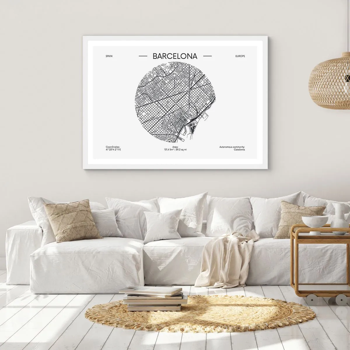 Poster in white frmae - Anatomy of Barcelona - 91x61 cm