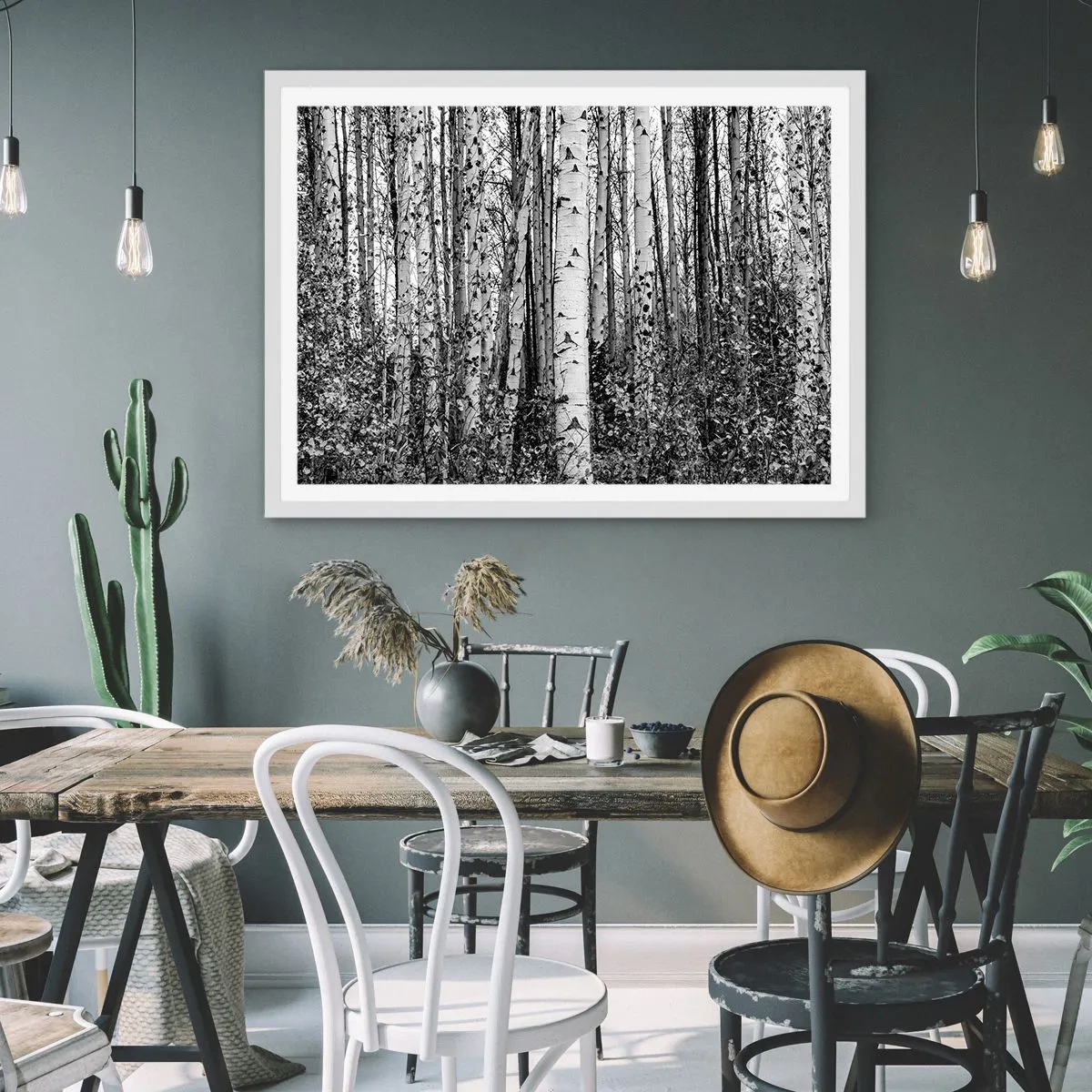 Poster in white frmae - Birch Colonnade - 70x50 cm