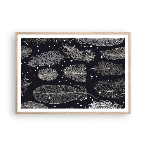 Poster in light oak frame - Feathery Lace - 100x70 cm