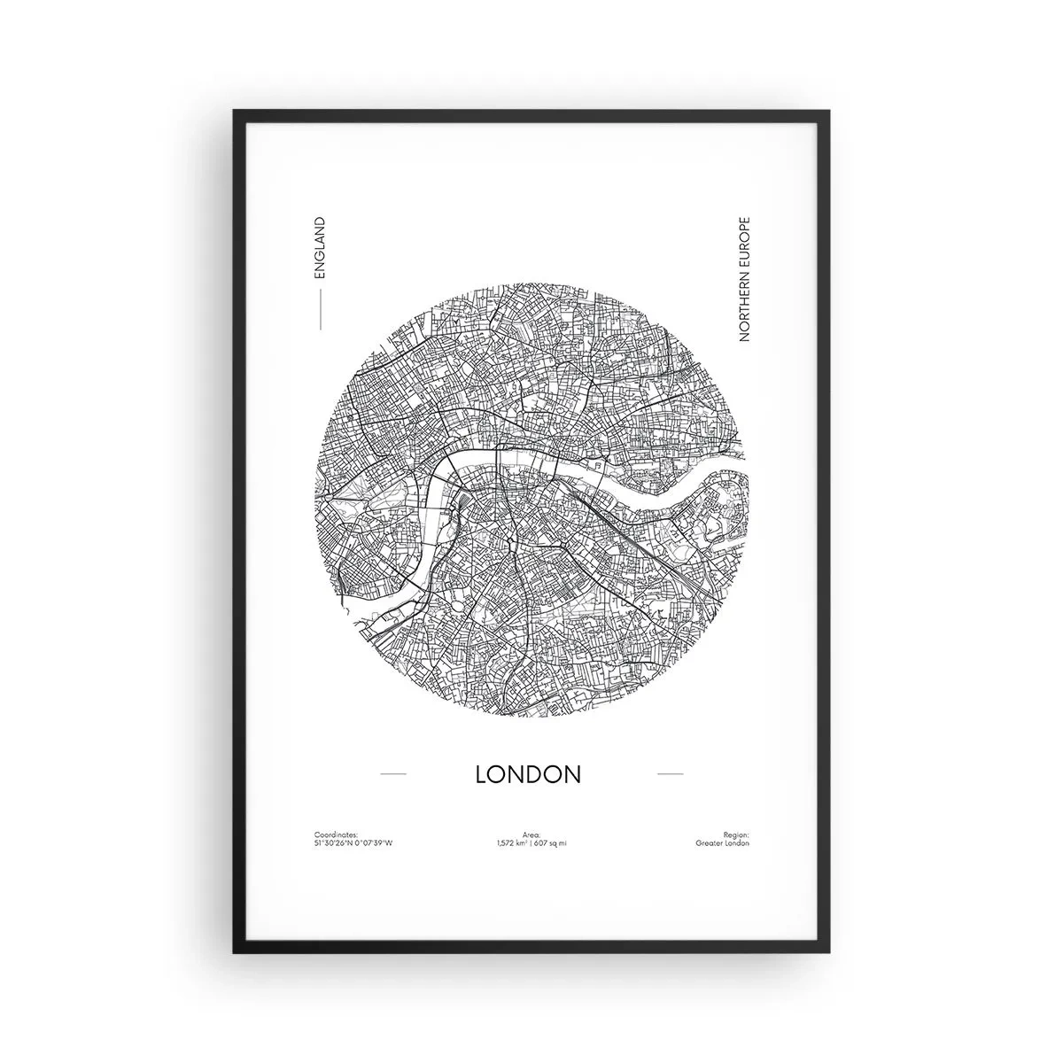Poster in black frame - Anatomy of London - 70x100 cm