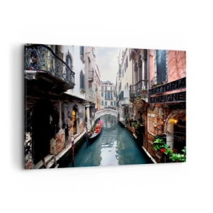 Canvas picture - Venetian View with a Gondola and a Bridge - 120x80 cm