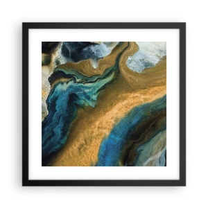 Poster in black frame - Blue -Yellow - Mutal Influences - 40x40 cm