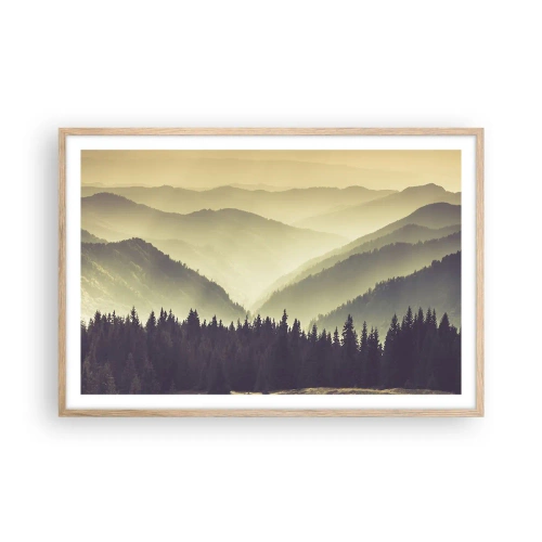 Poster in light oak frame - In a Faraway Land, Past the Mountains - 91x61 cm