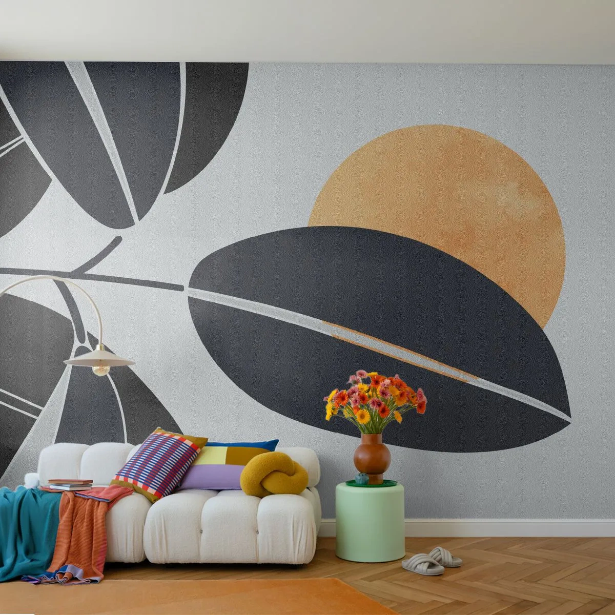 Photo Wallpaper Standard Eco - Hot Summer's Day - Botany, Leaves, Minimalism - 500x350 cm