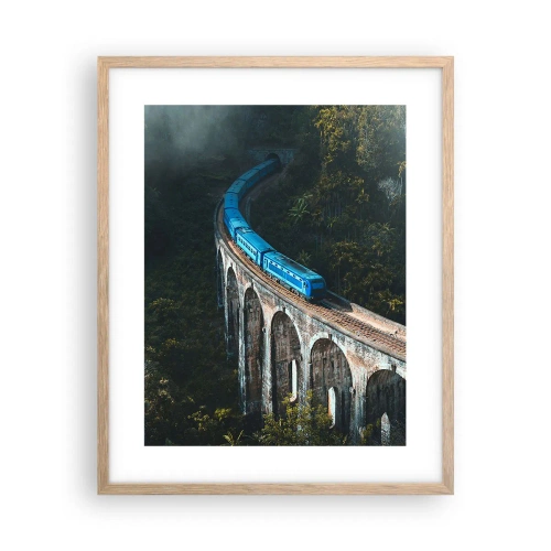Poster in light oak frame - Train through Nature - 40x50 cm