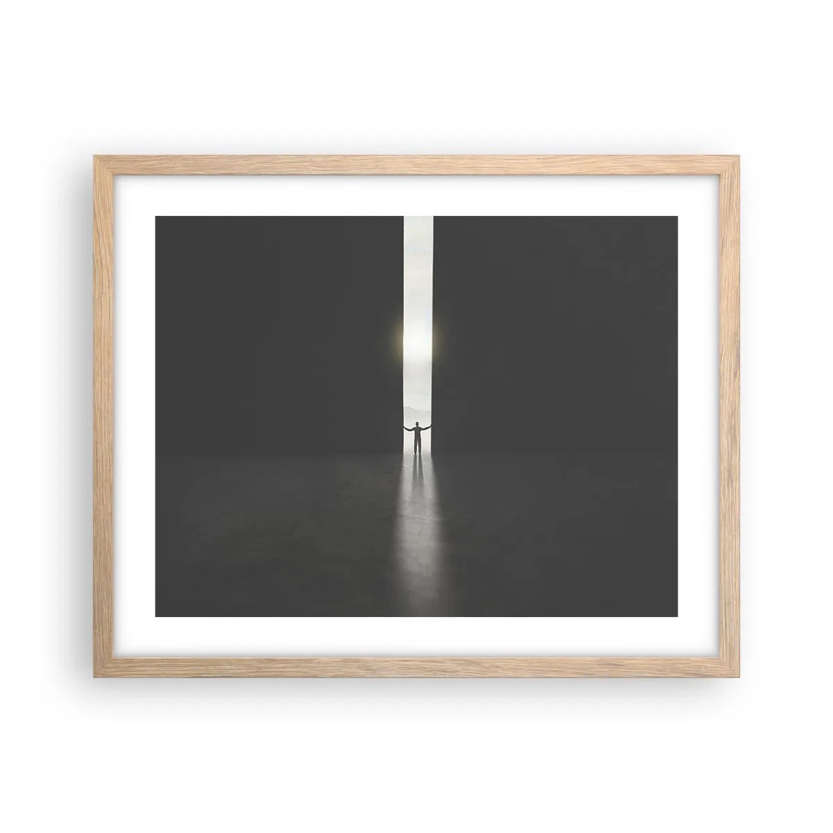 Poster in light oak frame - Step to Bright Future - 50x40 cm