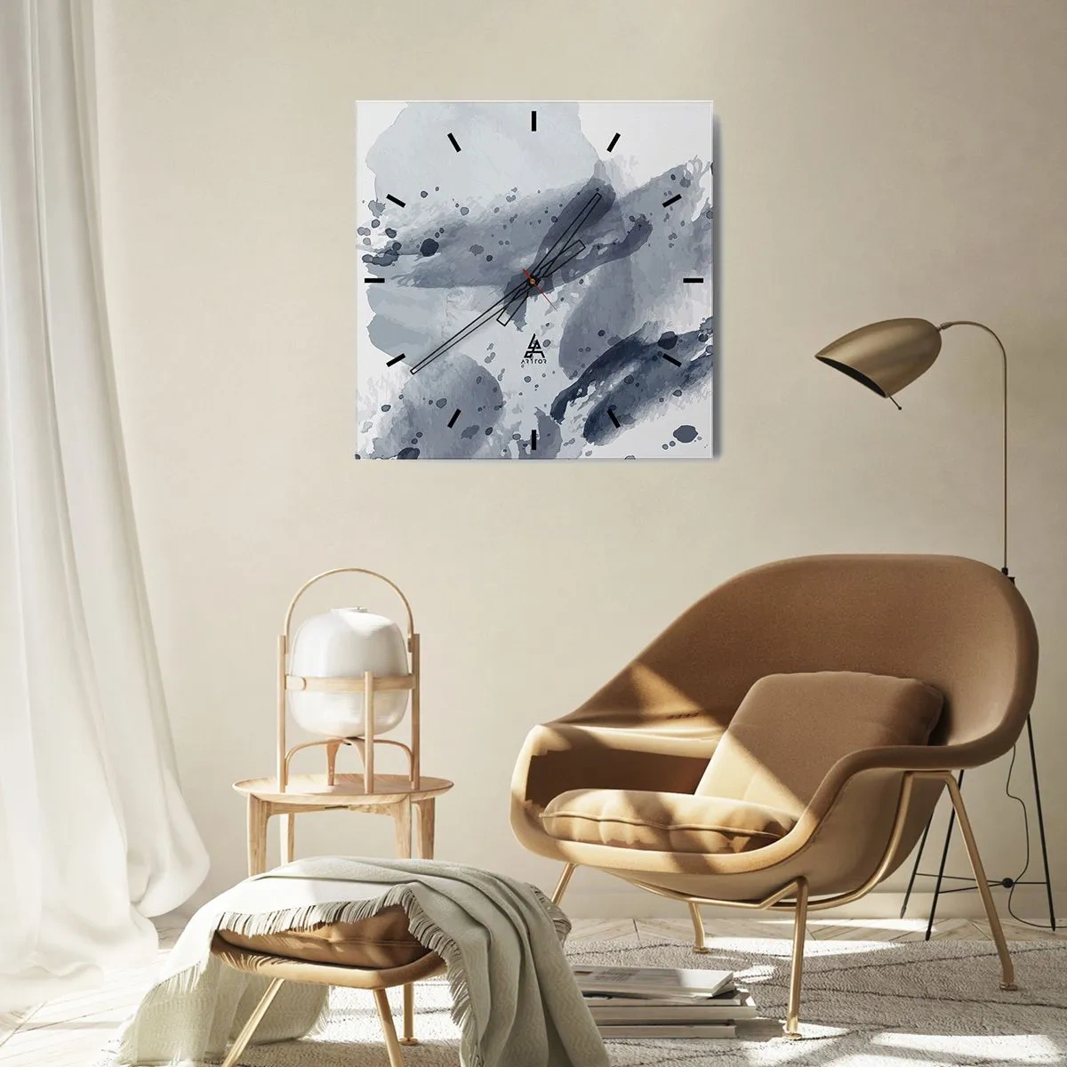 Wall clock - Clock on glass - Study in Nature of Water - 30x30 cm