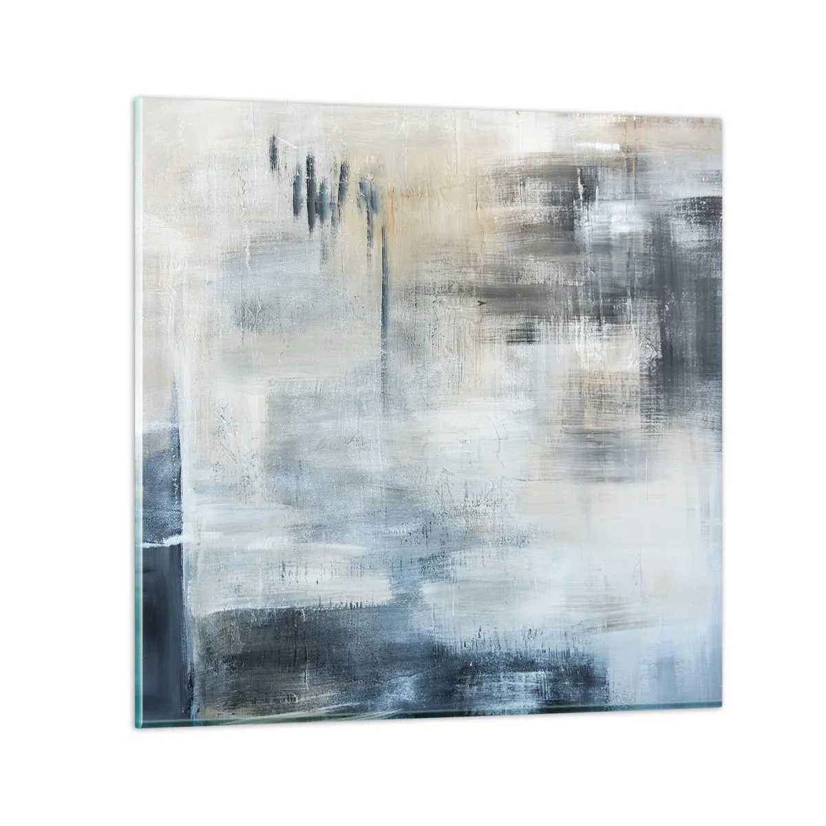 Glass picture - Behind the Curtain of Blue - 30x30 cm