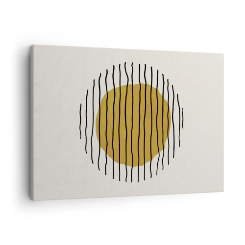 Canvas picture - A minimalist motif with a yellow circle and black lines. - 70x50cm - Abstract Shivering from Heat - Modern wall decoration for the living room and bedroom ARTTOR